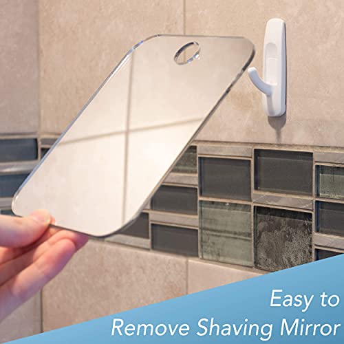 Deluxe Anti-Fog Shaving Mirror | Fogless Bathroom Shower Mirror with Handheld Option for Men and Women | Hanging Shower Mirror Includes Long-Lasting Removable Adhesive Hook - Morena Vogue