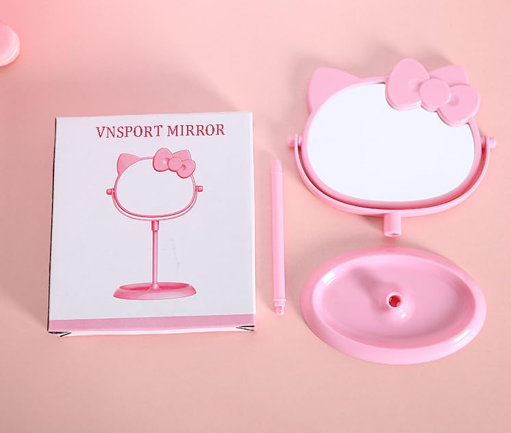 Desk Mirror, Kitty Cat Shape-Kawaii &Vanity Makeup Mirror for You in Bathroom or Bedroom- Pink, Birthday Gift for Hello, Kitty Fans - Morena Vogue