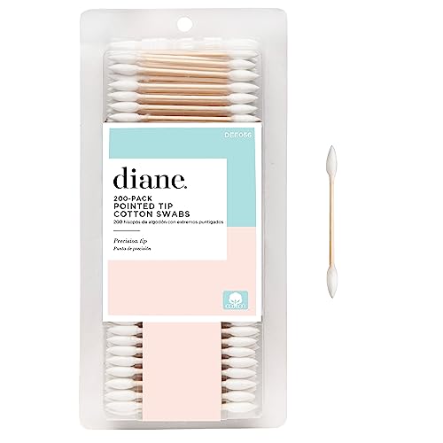 Diane Pointed Tip Cotton Swabs, 200 ct. 1-Pack - Super Soft for Sensitive Skin, Gentle on Face, Makeup and Beauty Applicator, Nail Polish Touch Up and Nail Design for Beauty, Personal Care, Crafts - Morena Vogue