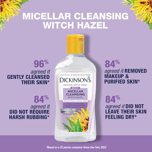 Dickinson's Micellar Cleansing Witch Hazel, An All-in-1 Makeup Remover, Pore Refiner, Skin Cleanser and Toner; Alcohol Free with Aloe, for Sensitive Skin, 16oz - Morena Vogue