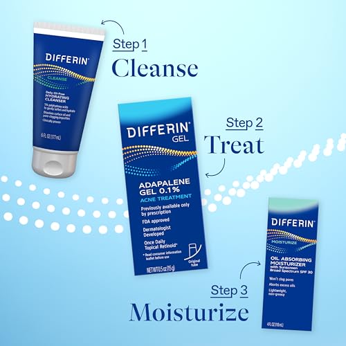 Differin Acne Treatment Gel, 30 Day Supply, Retinoid Treatment for Face with 0.1% Adapalene, Gentle Skin Care for Acne Prone Sensitive Skin, 15g Tube - Morena Vogue