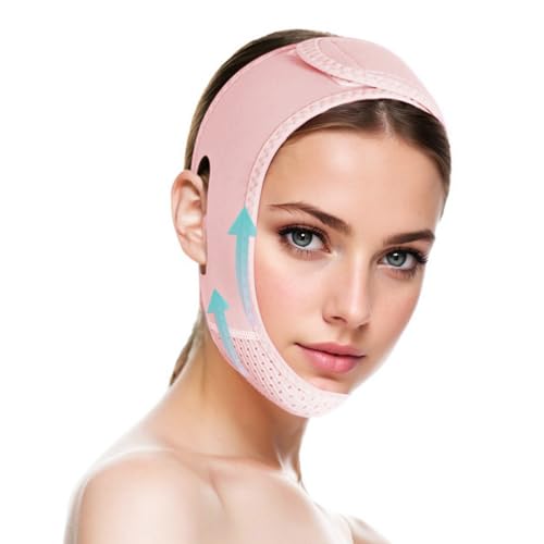 Double Chin Reducer, Double Chin Eliminator V Line Lifting Mask with Chin Strap for Double Chin for Women -Face Lift, Prevent Sagging, V Shaped Slimmer - Innovative Lifting Tech (Pink) - Morena Vogue