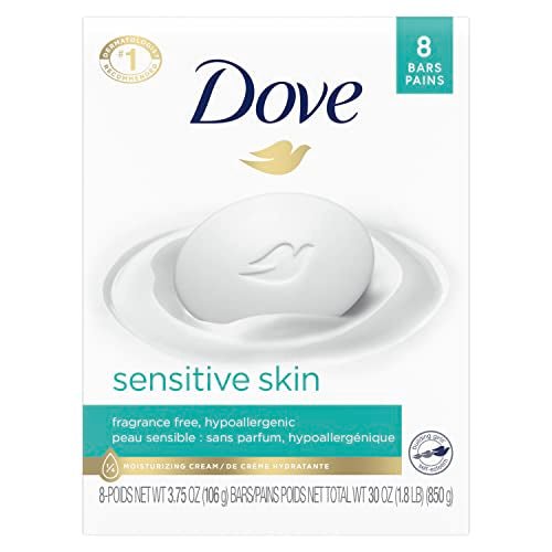 Dove Beauty Bar More Moisturizing Than Bar Soap for Softer Skin, Fragrance Free, Hypoallergenic Sensitive Skin With Gentle Cleanser 3.75 oz (Pack of 8) - Morena Vogue