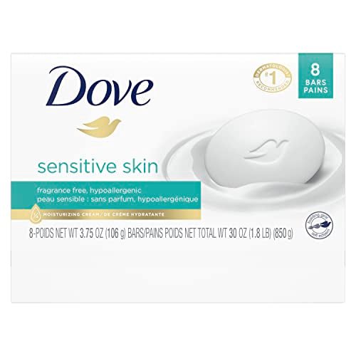 Dove Beauty Bar More Moisturizing Than Bar Soap for Softer Skin, Fragrance Free, Hypoallergenic Sensitive Skin With Gentle Cleanser 3.75 oz (Pack of 8) - Morena Vogue