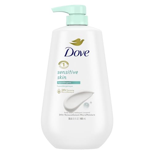 Dove Body Wash with Pump Sensitive Skin Hypoallergenic, Paraben-Free, Sulfate-Free, Cruelty-Free, Moisturizing Skin Cleanser Effectively Washes Away Bacteria While Nourishing Skin 30.6 oz - Morena Vogue