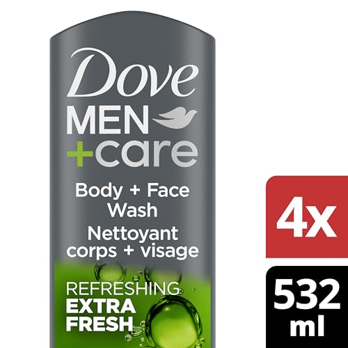 Dove Men+Care Body Wash Extra Fresh 4 Count for Men's Skin Care Body Wash Effectively Washes Away Bacteria While Nourishing Your Skin 18 oz - Morena Vogue