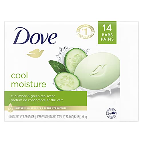 Dove Skin Care Beauty Bar For Softer Skin Cucumber and Green Tea More Moisturizing Than Bar Soap 3.75 oz, 14 Bars - Morena Vogue