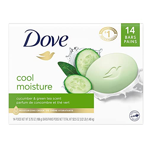 Dove Skin Care Beauty Bar For Softer Skin Cucumber and Green Tea More Moisturizing Than Bar Soap 3.75 oz, 14 Bars - Morena Vogue