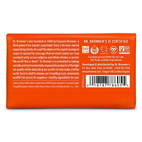 Dr. Bronner's - Pure-Castile Bar Soap (Tea Tree, 5 ounce) - Made with Organic Oils, For Face, Body, Hair and Dandruff, Gentle on Acne-Prone Skin, Biodegradable, Vegan, Non-GMO - Morena Vogue