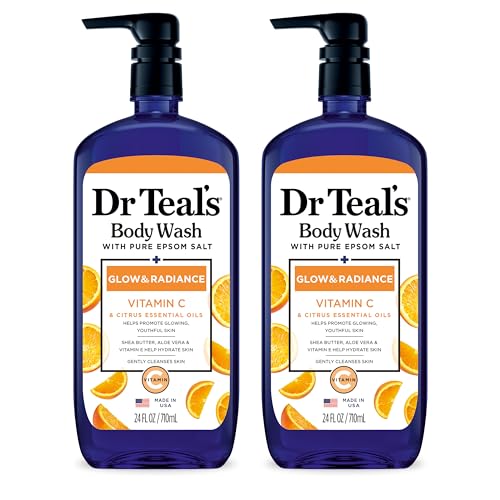 Dr Teal's Body Wash with Pure Epsom Salt, Glow & Radiance with Vitamin C & Citrus Essential Oils, 24oz (Pack of 2) (Packaging May Vary) - Morena Vogue