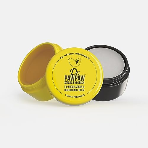 Dr.PAWPAW Scrub & Nourish Lip Scrub and Balm Duo with Papaya, Aloe Vera and Olive Oil, 100% Natural Two Step Treatment (50 ml) - Morena Vogue