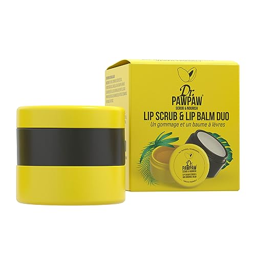 Dr.PAWPAW Scrub & Nourish Lip Scrub and Balm Duo with Papaya, Aloe Vera and Olive Oil, 100% Natural Two Step Treatment (50 ml) - Morena Vogue