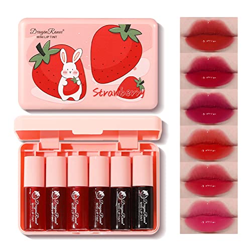 Eakroo 6 Colors Lip Tint Stain Mini Liquid Lipstick, Korean Lip Gloss Moisturizing Natural, Multi-Use Lip and Cheek Tint, Non-Stick Cup, Lightweight, High Pigment, Long-Lasting, Vivid Color - Morena Vogue