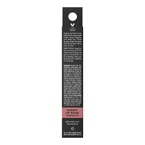 e.l.f. Cosmetics Glossy Lip Stain, Lightweight, Long-Wear Lip Stain For A Sheer Pop Of Color & Subtle Gloss Effect, Pinkies Up, 0.10 Ounce (Pack of 1) - Morena Vogue