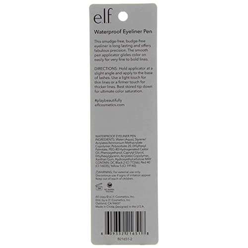 e.l.f. Eyeliner Pen with FeltTip Applicator, Black, 0.05 Fl Oz - Morena Vogue