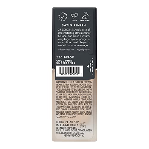 e.l.f. Flawless Finish Foundation, Improves Uneven Skin Tone, Lightweight, Medium Coverage & Semi-Matte, Vegan & Cruelty-Free, Beige 0.68 Fl Oz - Morena Vogue