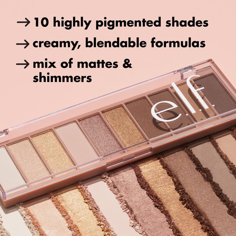 e.l.f. Perfect 10 Eyeshadow Palette, Ten Ultra-pigmented Shimmer & Matte Shades, Vegan & Cruelty-free, Nude Rose Gold (Packaging May Vary) - Morena Vogue