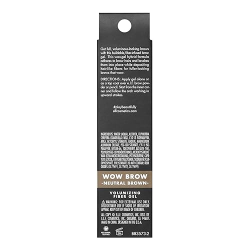 e.l.f., Wow Brow Gel, Volumizing, Buildable, Wax-Gel Hybrid, Creates Full, Voluminous-Looking Brows, Locks Brow Hairs In Place, Neutral Brown, Fiber-Infused, 0.12 Oz - Morena Vogue