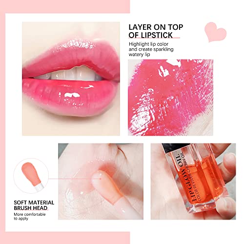 Eliversion Hydrating Lip Glow Oil, Moisturizing Lip Oil Gloss, Transparent Tinted Lip Balm, Transparent Toot Lip Oil, Plumping Lip Gloss, Long Lasting Nourishing Non-sticky (Raspberry) - Morena Vogue