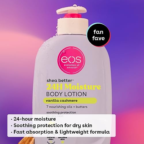 eos Shea Better Body Lotion- Vanilla Cashmere, 24-Hour Moisture Skin Care, Lightweight & Non-Greasy, Made with Natural Shea, Vegan, 16 fl oz - Morena Vogue