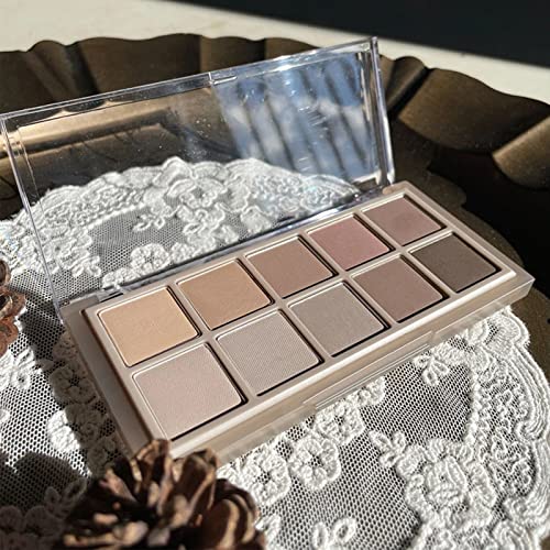 Erinde 10 Colors Eyeshadow Palette, Matte Taupe Gray Eye Shadow Makeup, Ultra-Blendable, Pigmented, Long Lasting, Neutral Nude Naked Eye Make Up Pallet with Brush, Suitable for Older Women, Cement - Morena Vogue