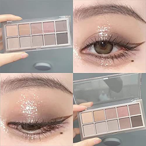 Erinde 10 Colors Eyeshadow Palette, Matte Taupe Gray Eye Shadow Makeup, Ultra-Blendable, Pigmented, Long Lasting, Neutral Nude Naked Eye Make Up Pallet with Brush, Suitable for Older Women, Cement - Morena Vogue