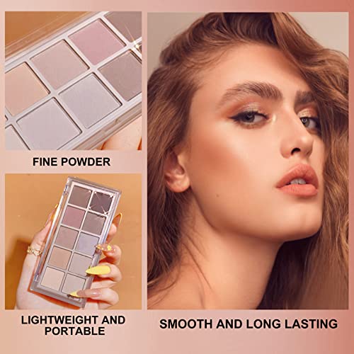 Erinde 10 Colors Eyeshadow Palette, Matte Taupe Gray Eye Shadow Makeup, Ultra-Blendable, Pigmented, Long Lasting, Neutral Nude Naked Eye Make Up Pallet with Brush, Suitable for Older Women, Cement - Morena Vogue