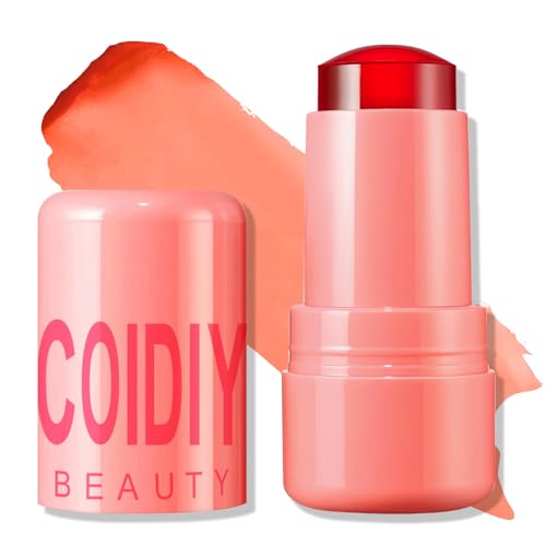 Erinde Cooling Water Jelly Tint, Jelly Blush Stick, Sheer Lip & Cheek Stain, Buildable Watercolor Finish, Multi-Use Matte Blush Lip Tinted Makeup, Waterproof Long Lasting Lip Gloss, Coral - Morena Vogue