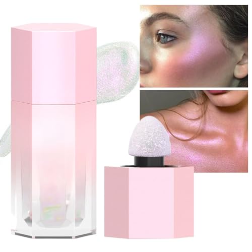 evpct Mermaid Pink Highlighter Makeup Liquid Blue Purple Green Glitter Iridescent Face Festival Highlighter Makeup Waterproof Long Lasting Halographic Shimmer Body Highlighter makeup Palette Stick - Morena Vogue