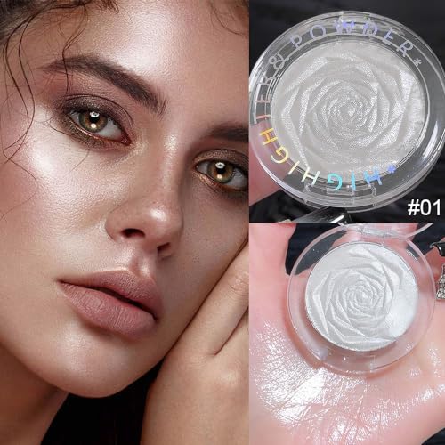 evpct Pearl White Silver Face Highlighter Makeup Shimmer Glitter Diamond Sparkly Highlighters Makeup Palette Powder for Face Body Cheek Skin iluminadores iluminador de jos maquillaje luminizers 01 - Morena Vogue