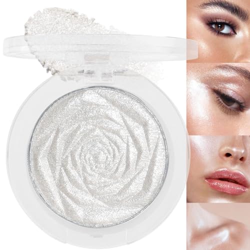 evpct Pearl White Silver Face Highlighter Makeup Shimmer Glitter Diamond Sparkly Highlighters Makeup Palette Powder for Face Body Cheek Skin iluminadores iluminador de jos maquillaje luminizers 01 - Morena Vogue