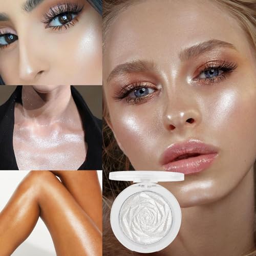 evpct Pearl White Silver Face Highlighter Makeup Shimmer Glitter Diamond Sparkly Highlighters Makeup Palette Powder for Face Body Cheek Skin iluminadores iluminador de jos maquillaje luminizers 01 - Morena Vogue