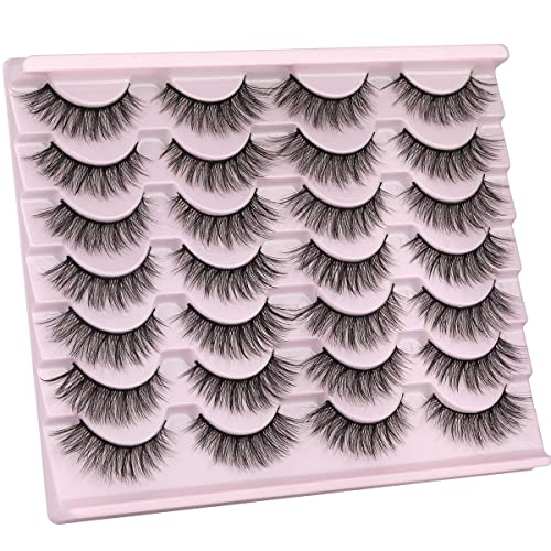 False Eyelashes 14mm Faux 3D Mink Lashes Natural Look Fluffy Cat Eye Wispy Lashes Pack by Kiromiro, 14 Pairs - Morena Vogue