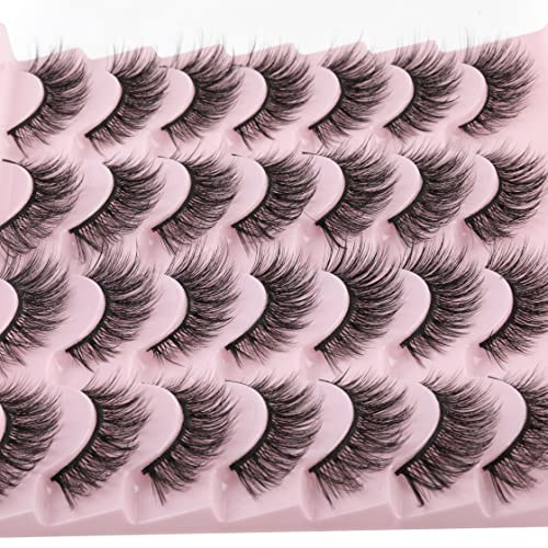 False Eyelashes 14mm Faux 3D Mink Lashes Natural Look Fluffy Cat Eye Wispy Lashes Pack by Kiromiro, 14 Pairs - Morena Vogue