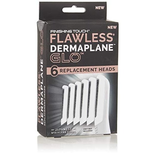 Finishing Touch Flawless Dermaplane Glo Facial Exfoliator Replacement Heads Only, Dermaplane Tool Not Included, White, 6 Count (Packaging may vary) - Morena Vogue