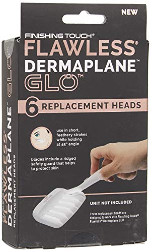 Finishing Touch Flawless Dermaplane Glo Facial Exfoliator Replacement Heads Only, Dermaplane Tool Not Included, White, 6 Count (Packaging may vary) - Morena Vogue