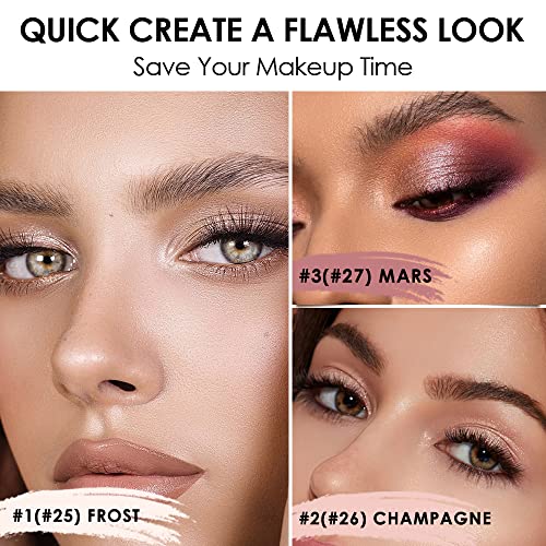 FOCALLURE 3 Pcs 2 in 1 Eyeshadow and Eyeliner Pen, Shimmer Eye Shadow Pencil, High Pigmented Eyeshadow, Highlighter Eye Liner, Multi-Dimensional eyes Look, FA38-11116-123 - Morena Vogue