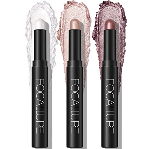 FOCALLURE 3 Pcs 2 in 1 Eyeshadow and Eyeliner Pen, Shimmer Eye Shadow Pencil, High Pigmented Eyeshadow, Highlighter Eye Liner, Multi-Dimensional eyes Look, FA38-11116-123 - Morena Vogue