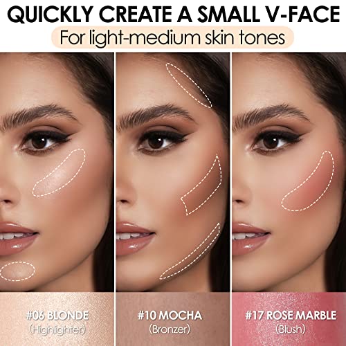 FOCALLURE 3 Pcs Cream Contour Sticks,Shades with Highlighter & Bronzer & Blush,Non-greasy Long-wear Face Contouring Pen,Easy to Sculpt the Face and Create a Lightweight Finishing Makeup,LIGHT-MEDIUM - Morena Vogue