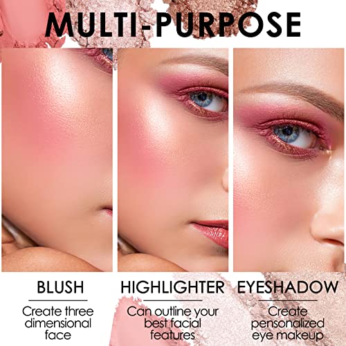 FOCALLURE Blush and Highlighter Palette,3 in 1 Makeup Powder, Cruelty-Free Matte, Shimmer Illuminator for a Glowing Look,#03 - Morena Vogue