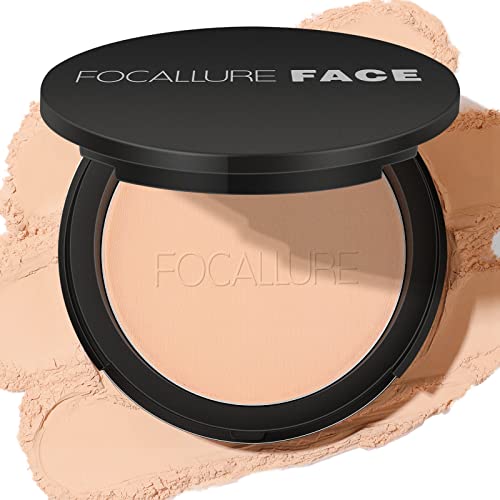 FOCALLURE Flawless Pressed Powder, Control Shine & Smooth Complexion, Pressed Setting Powder Foundation Makeup, Portable Face Powder Compact, Long-Lasting Matte Finish, Natural - Morena Vogue