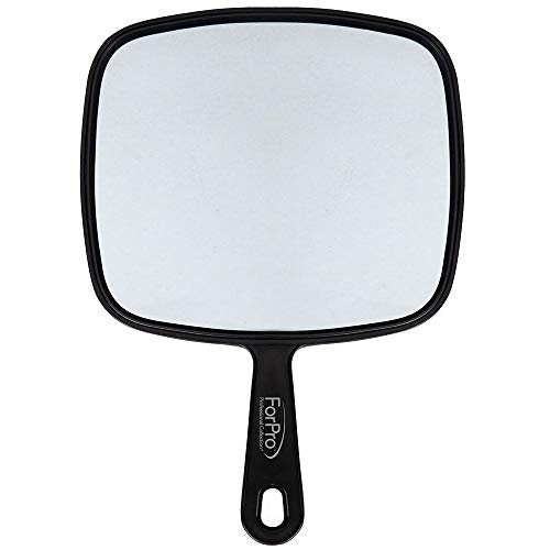 ForPro Professional Collection Extra Large Hand Mirror with Handle, 9" W x 12" L, Multi-Purpose Handheld Mirror with Distortion-Free Reflection, Black - Morena Vogue