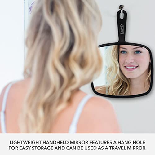 ForPro Professional Collection Extra Large Hand Mirror with Handle, 9" W x 12" L, Multi-Purpose Handheld Mirror with Distortion-Free Reflection, Black - Morena Vogue