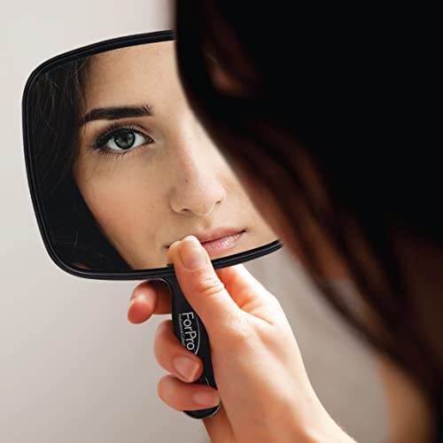 ForPro Professional Collection Extra Large Hand Mirror with Handle, 9" W x 12" L, Multi-Purpose Handheld Mirror with Distortion-Free Reflection, Black - Morena Vogue