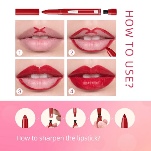 Fovcos 2-in-1 Lip Crayon, lip liner, Lip Liner Pencil, Slim Lip Pencil, Beauty Lip Gloss, Super Professional Tip Matte Lipstick, 2 in 1 lip Liner and Lipstick Built-in Sharpener - Morena Vogue