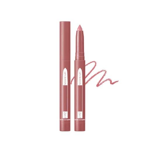 Fovcos 2-in-1 Lip Crayon, lip liner, Lip Liner Pencil, Slim Lip Pencil, Beauty Lip Gloss, Super Professional Tip Matte Lipstick, 2 in 1 lip Liner and Lipstick Built-in Sharpener - Morena Vogue