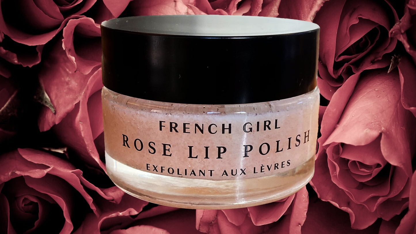 French Girl Rose Lip Scrub - Organic Sugar Scrub For Lips, Hydrating Lip Exfoliator & Moisturizer with Shea Butter & Essential Oils, Treatment for Dry Lips, Clean, Vegan & Cruelty-Free, 1oz - Morena Vogue