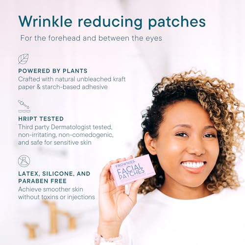 FROWNIES Forehead and Between the Eyes Wrinkle Patches - Hypoallergenic Facial Patches to Smooth & Soften Forehead Wrinkles & Eleven Lines - For Overnight Use, 144 Patches - Morena Vogue