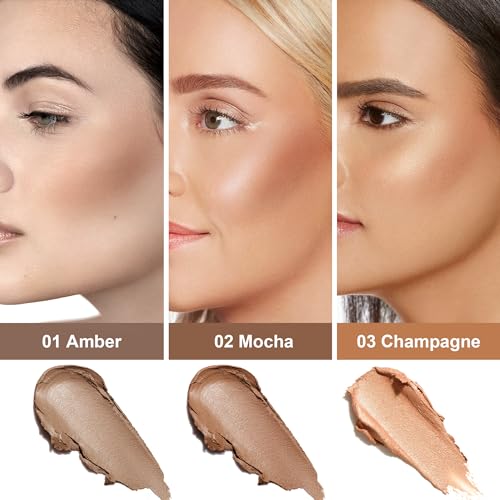 FV Cool Toned Contour Stick, Blendable & Smooth, Natural Finish Cream Contour Stick, Waterproof & Long Lasting Face Shaping Contouring Stick Makeup for Beginners, Cruelty-free, 01 Amber - Morena Vogue