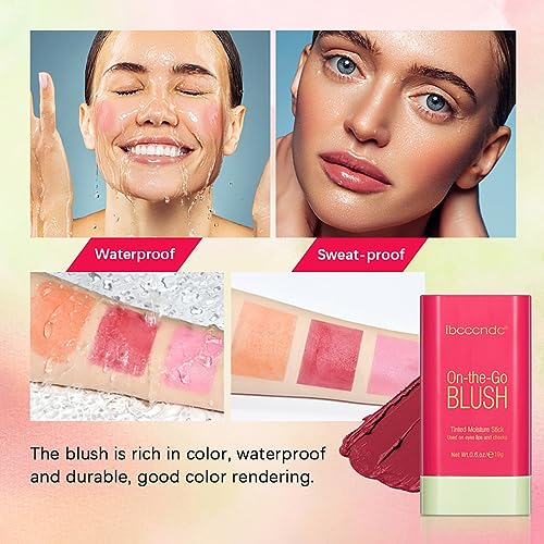 FYEBOO Multi-Use Makeup Blush Stick, Cream Blush Stick, Tinted Solid Moisturizer Stick for Cheek & Eyes & Lips, Waterproof Natural Nude Makeup, Suitable for All Skin (1#Shy Pink) - Morena Vogue